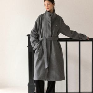 [아워호프] High-Neck Belted Raglan Wool Coat - Charcoal [H25WT-OT09-CHA]