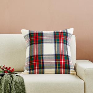 클래식 타탄 체크 쿠션커버 아이보리 50x50