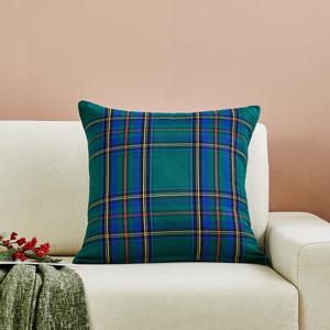 클래식 타탄 체크 쿠션커버 그린 50x50