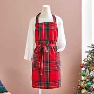 클래식 타탄 체크 앞치마 레드