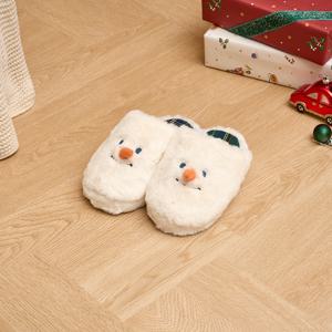 크리스마스 스노우맨 슬리퍼 슬라이드형 아이보리 키즈