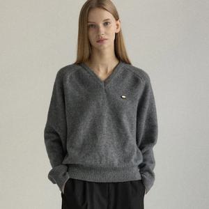 [아워호프] Soft Wool V-neck Raglan Knit - Charcoal [H25WT-KN10-CHA]