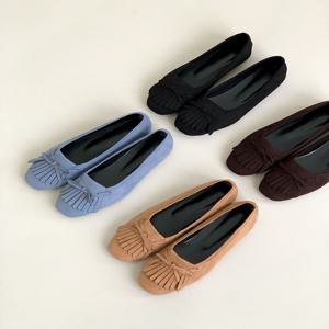 [브리치]  /    멜리 빅사이즈 스웨이드 프린지 플랫 1cm