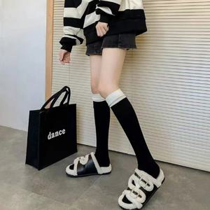 [브리치]  / 투톤 무드 고퀄리티 면 니삭스 여성 골프 라운딩 양말