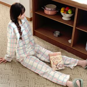 [브리치] 비치팜 / 퓨리 리본 누빔 잠옷 세트 윈터 체크 파자마 우정 파티 겨울 연말 홈웨어