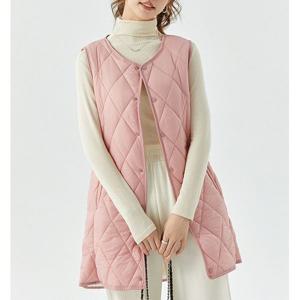 [하프클럽] 스냅버튼 양털안감 롱패딩 조끼가디건 CN2770