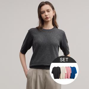 여성라운드넥울반팔니트4종세트