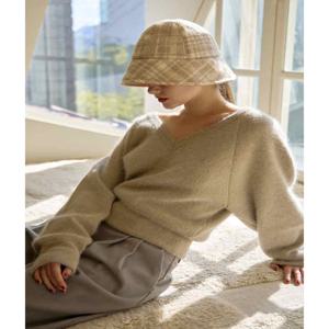 액세서리 [[24FW]] DBHE4F809W2 DAKS 자수로고 장식 울혼방 체크 클로슈햇