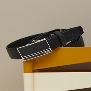 헤지스 액세서리 남성 [[24FW]] WUBE4F159BK [스테디셀러] 블랙 로고장식 소가죽 벨트