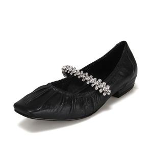 양가죽 실버 장식 주름 폴딩 플랫3color_BBF132