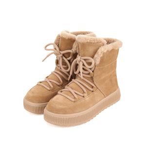 소가죽 베이직 굵은 끈 장식 여성 퍼부츠 2COLOR_BBH872