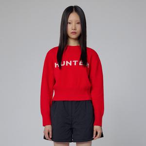 [WOMEN] 로고 크롭 캐시미어 혼방 스웨터 - 레드 HDW0001AKZRED