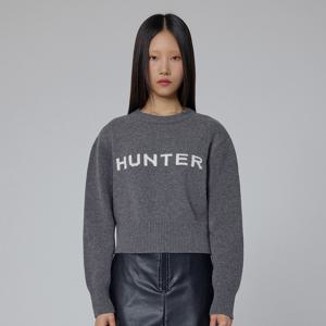 [WOMEN] 로고 크롭 캐시미어 혼방 스웨터 - 차콜 HDW0001AKZCHC