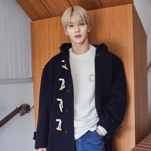 [택가: 369,000원] 체크 후드 더플코트 Dark Navy CO2504CT02