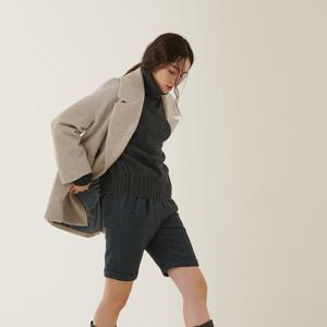 오버사이즈 하프 코트 부클 라이트 그레이