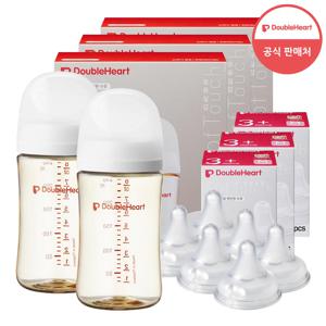 3세대 240ml 베이직/모먼트 트윈팩 3개(젖병6개)+젖꼭지 6개