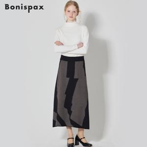 패턴 H라인 니트 스커트