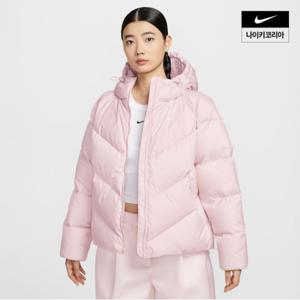 여성 스포츠웨어 윈드푸퍼 스톰 핏 루즈 후드 다운 패딩 HV5236-667