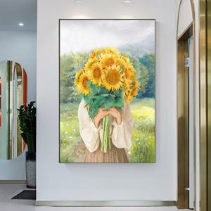 명화 그림액자  60x80cm   해바라기를 든 소녀