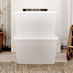 포터 반투명 옷 정리함  대형 투명 리빙박스  72L 4개 팬트리 수납 공간박스