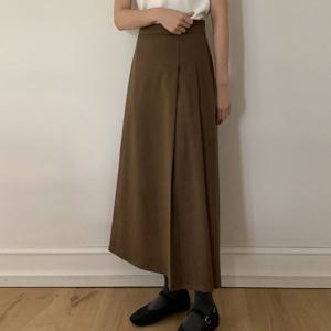 [하프클럽] 세미 정장 핀턱 주름 뒷밴딩 울 기모 모직 겨울 맥시 롱 스커트