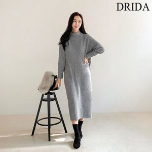 [하프클럽]  여성 겨울 맥시 롱 빅사이즈 폴라 니트 원피스 40-50대 미시 엄마옷 등원 출근 캐주얼