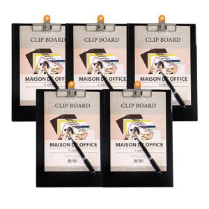 스프링 펜꽂이 클립보드 A4 결재판 서류철 블랙 5개