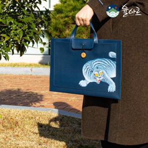 노트북 가방 민화 케이스 가죽가방 서류 작호도 전통 굿즈 호작도 까치호랑이 수납 남성 여성 가벼운 브리프