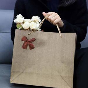 ABM 리본 브라운 쇼핑백 대형 5개 30 12 27cm 대형쇼핑백 쇼핑백도매 종이가방 종이쇼핑백