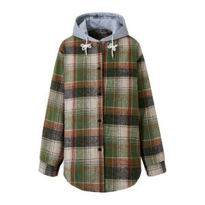 [하프클럽] 루즈핏 배색 체크 후드 긴팔 셔츠 (NP4BA003L0)