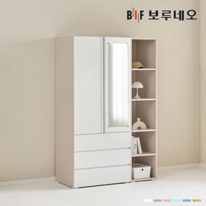 [착불]  타키 1200 H세트 장롱 장농 이불장 미니 아이 작은방 원룸 슬림 서랍 거울 4자