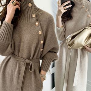 여성 가을 겨울 니트 목폴라 터틀렉 롱 원피스 니트원피스 여성원피스 정장원피스 니트롱원피스