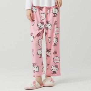[하프클럽] 수면바지 산리오캐릭터 헬로키티잠옷 여자파자마 긴팔 극세사 홈웨어