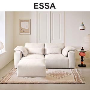 하바나 슬림 3인 리브 패브릭 소파+스툴