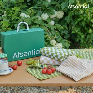 앳센셜 스트라이프 선염타월 4p 선물패키지 [선물박스포함]