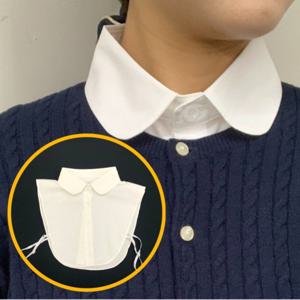 코튼 화이트 목카라 라운드 페이크셔츠