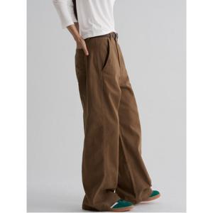 피치 코튼 트윌 커브드 팬츠  브라운