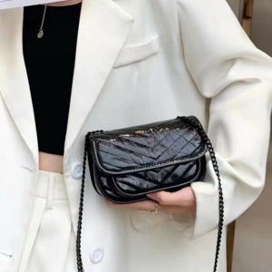 [브리치] 인해하우스 / (소가죽100%) 미니 퀄팅 이중 체인숄더백 크로스백/ 블랙 one color