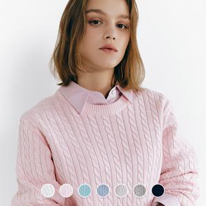 355505 5gg 꽈배기 라운드넥 니트 스웨터