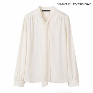 정상가:69,000원 ㅣ [미니멈 에브리데이]타이넥 셔링 긴팔 블라우스 (EB3BA022D)
