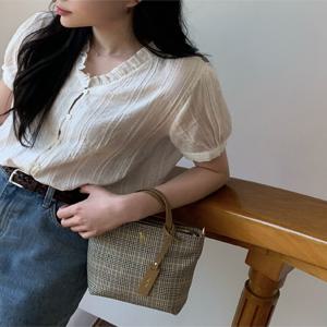 헤지스 액세서리 [[25FW]] HIBA5FE78W2 [선물추천][SAVER] 브라운 체크 나일론 토트 겸 크로스백