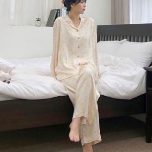 [브리치]  / 실크 잠옷 플라워 고급스러운 홈웨어 파자마 세트