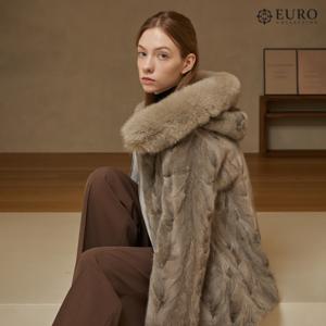 [최초가 399,000원][유로컬렉션]뮤 사가폭스 후드 리버시블 밍크 코트