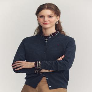 헤지스 여성 [[24FW]] HSSW4CC75CG [울100%] 차콜그레이 라운드넥 가디건