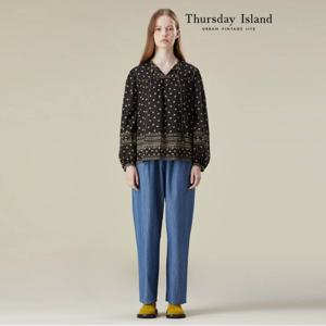 [정상가-159000원][Thursday Island] 해지 데님 풀온 배기 팬츠(T236MJE138W)
