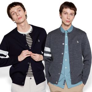 [25FW][2컬러 택1] 남성 소매 배색 라운드넥 가디건 HZSW5D200