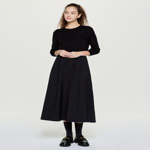 헤지스 여성 [[25FW]] HSDR5D901BK 니트믹스 롱 원피스 블랙