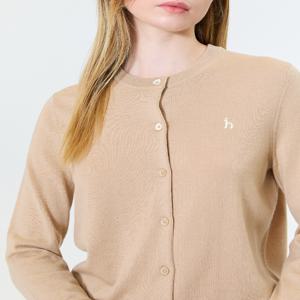 헤지스 여성 [[24FW]] WSSW4CC75I2 [스테디셀러][울100%] 베이지 라운드넥 가디건