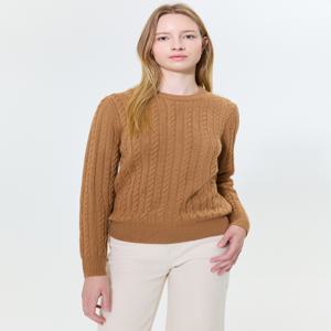 헤지스 여성 [[24FW]] WSSW4DC85CM [스테디셀러][캐시미어] 카멜 케이블 라운드넥 스웨터