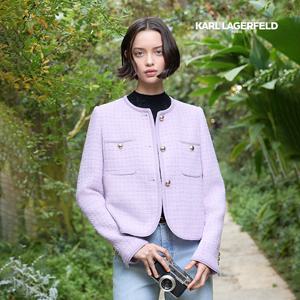 칼라거펠트 클래식 트리밍 트위드 자켓